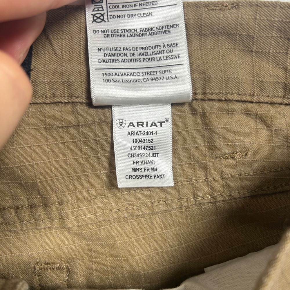 Ariat FR M4 Crossfire Pants Relaxed Straight Work Mens 32x30 Khaki Tan Ripstop - Picture 6 of 10